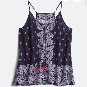 LUQ Rachel Tie Detail Halter Top, Navy, size L